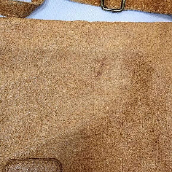 Women's Genuine Leather Suede Made in Italy Crossbody Camel Brown Adjustable - Picture 4 of 8